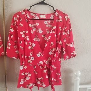 Red floral shirt